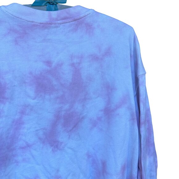 Mighty Fine “Je T’aime” Pink Tie Dye Oversized Crop Sweatshirt Size XS - Picture 10 of 12